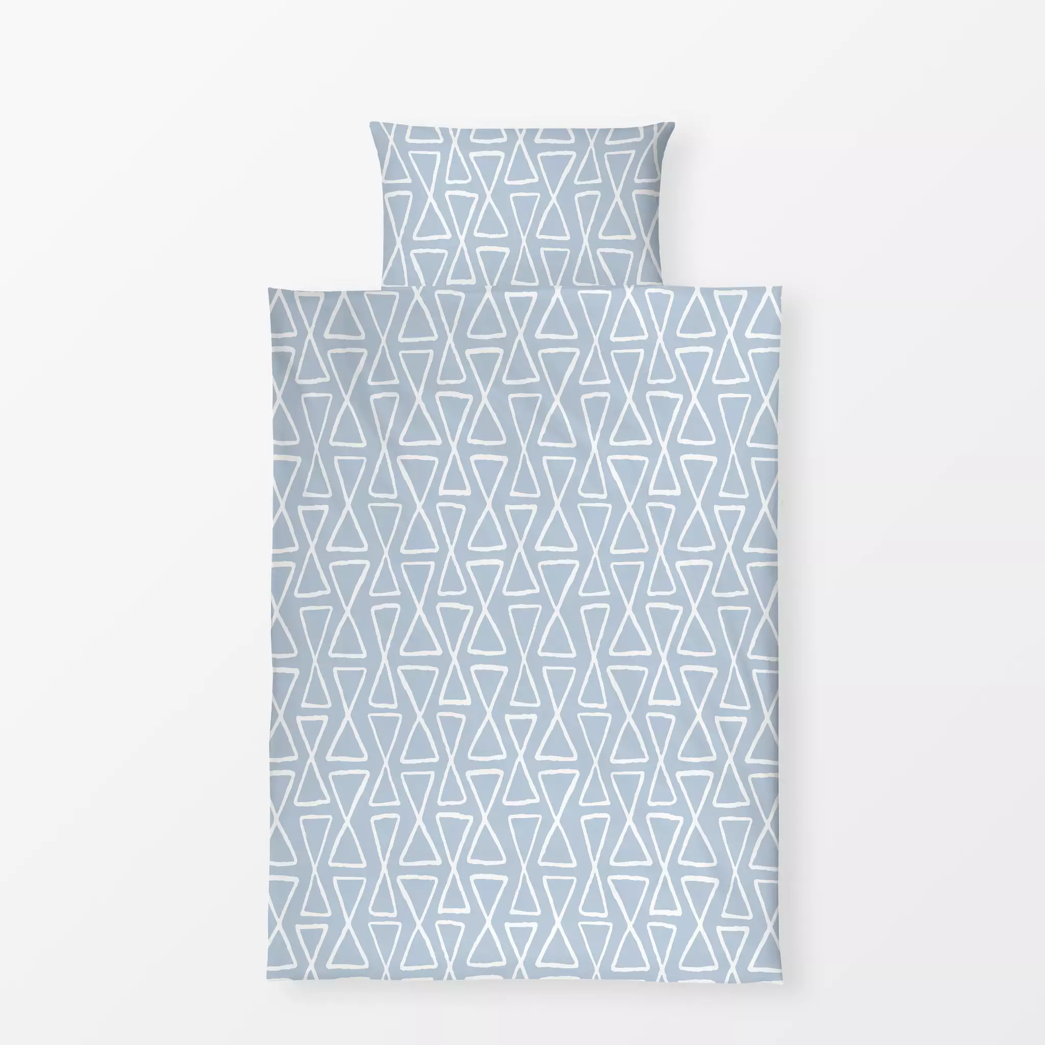 Bettwäsche Hourglass White on Blue - Winter, Symbole & Muster - von „Kathrin Woo"; Muster, abstrakt, Blaugrau, Geometrisch, ...