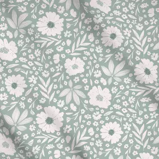 Meterware Olivia Blumen naturals grün