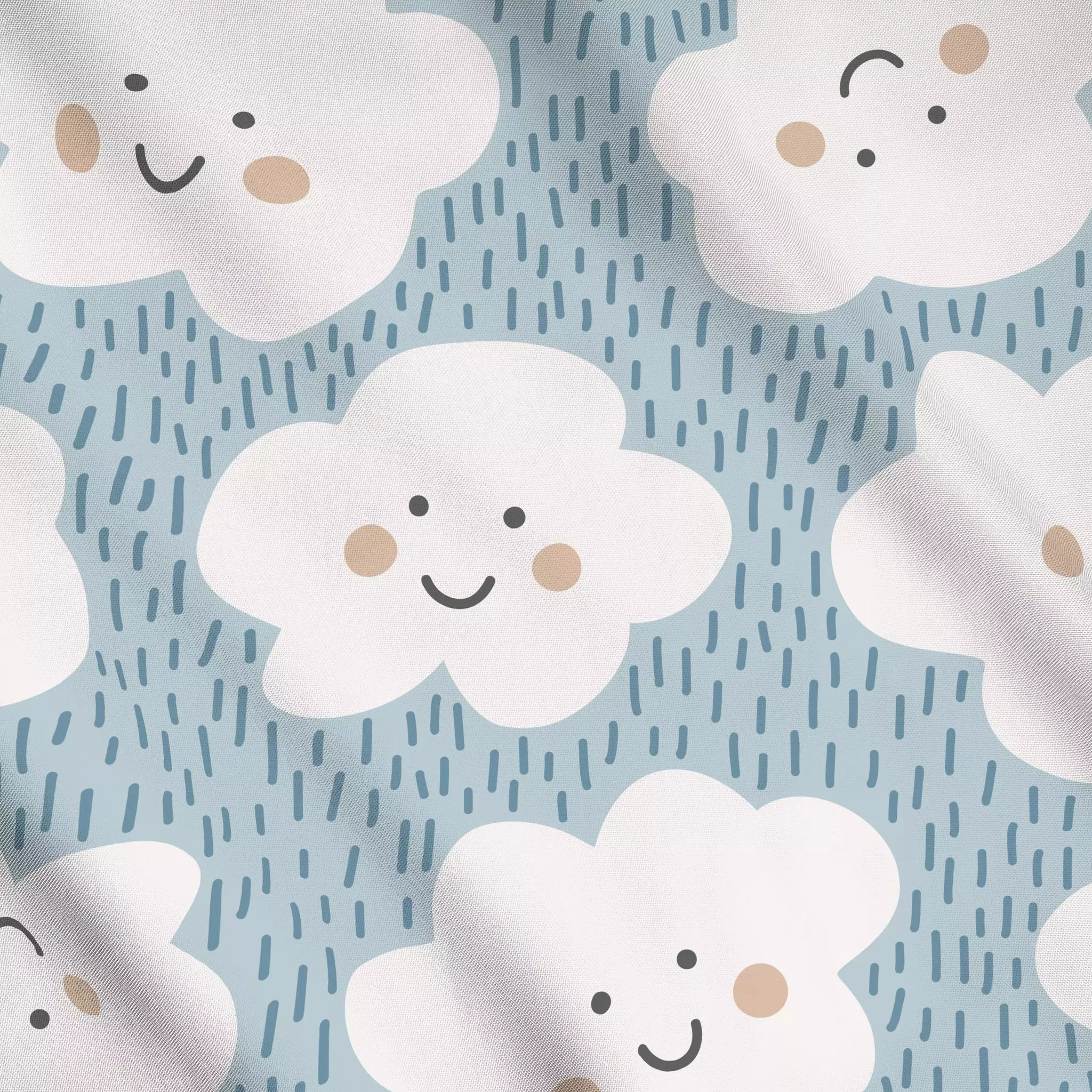 Meterware Happy Clouds blau - Kinderzimmer & Motive für Kinder, Symbole & Muster - von „Kathrin Woo"; Muster, Kinder, niedli...
