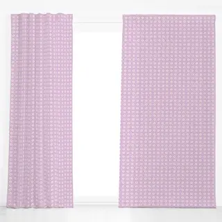 Dekovorhang Blümchen Beige Lila Flieder