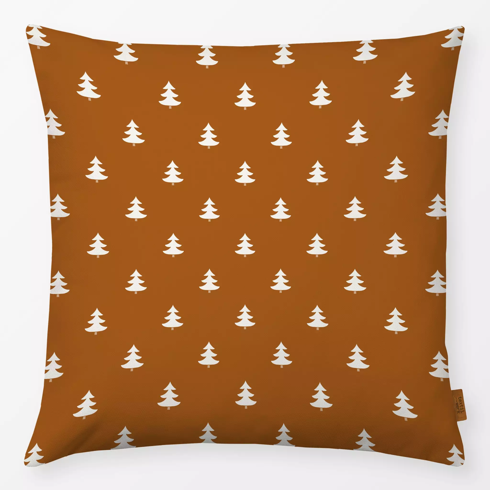 Kissen Tannenbaum rostbraun - Weihnachten, Winter - von „Kathrin Woo"; boho, Tannenbaum, Weihnachten, Winter, xmas, Weihnach...