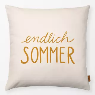 Kissen Endlich Sommer typo yellow