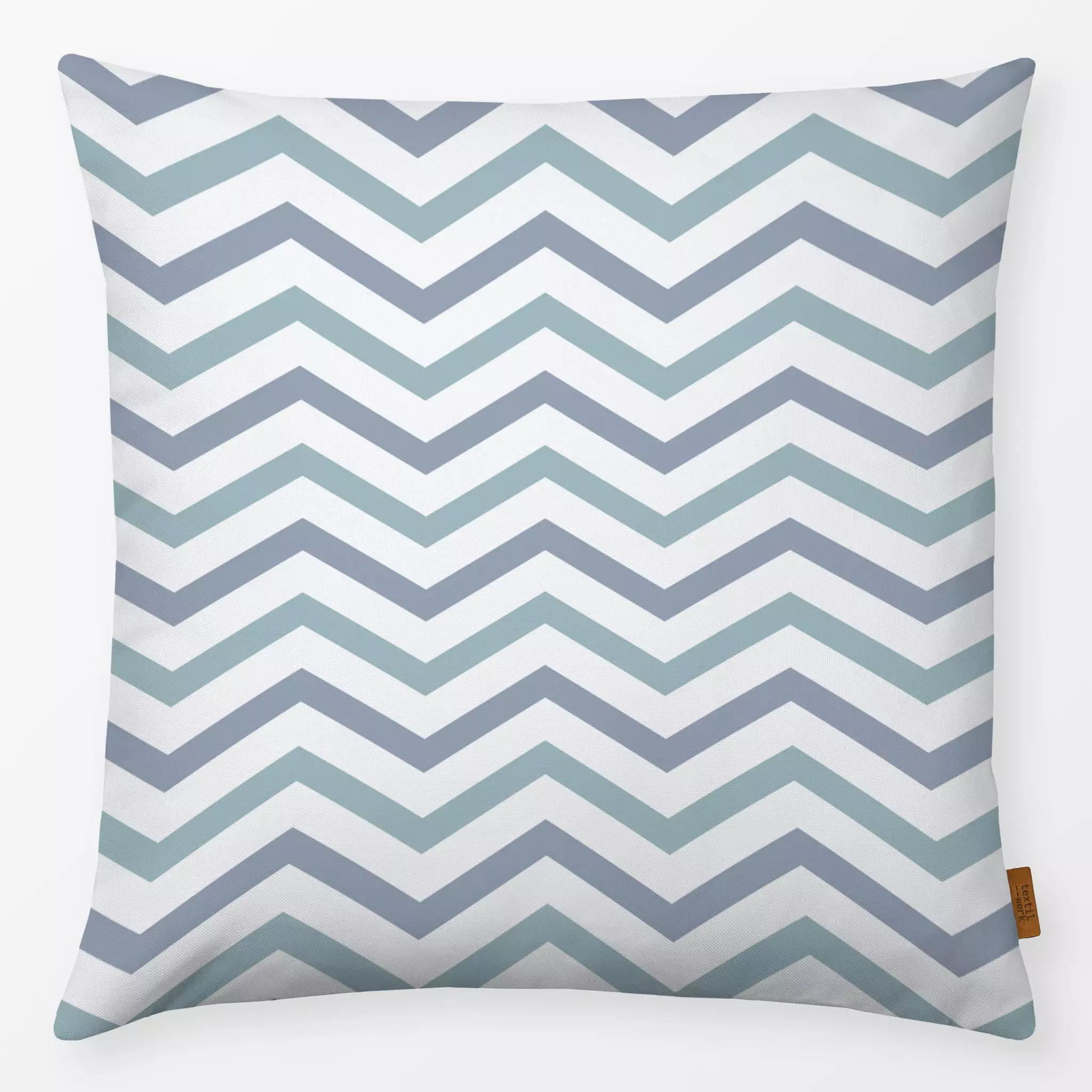 Kissen Chevron blue turquoise - Symbole & Muster - von „Kathrin Woo"; Muster, minimal, Geometrisch, Kinderzimmer, Zickzack, ...