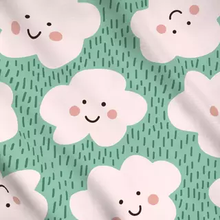 Meterware Happy Clouds grün
