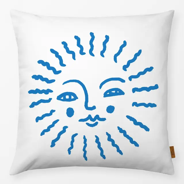 Kissen Sommer Sonne blau von Kathrin Löffler
