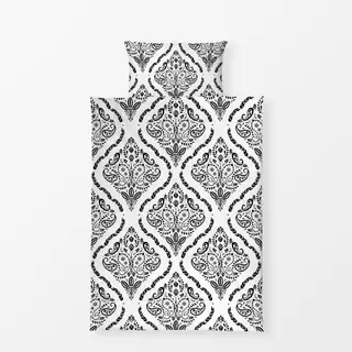 Bettwäsche Paisleydamast schwarz-weiß