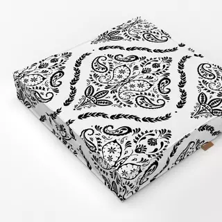 Bodenkissen Paisleydamast schwarz-weiß
