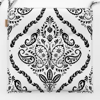 Sitzkissen Paisleydamast schwarz-weiß