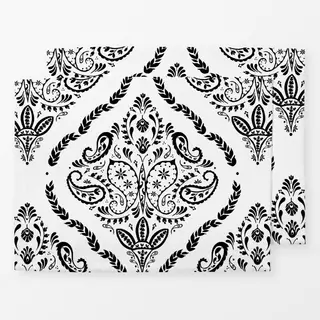 Tischset Paisleydamast schwarz-weiß