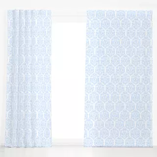 Dekovorhang Winterdamast blau