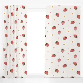 Dekovorhang Erdbeeren & Blumen