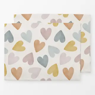 Tischset Bunte Aquarellherzen