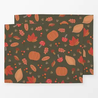 Tischset Watercolor Herbst Dunkel