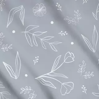 Meterware Cottagecore Blumen Graublau