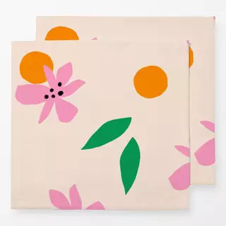 Servietten Blüten Orangen Blätter