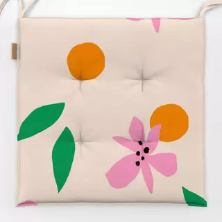 Sitzkissen Blüten Orangen Blätter