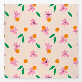 Tischdecke Blüten Orangen Blätter