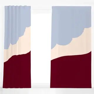 Dekovorhang Abstrakt Hellblau & Bordeaux
