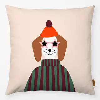 Kissen Hund mit Mütze & Sonnenbrille