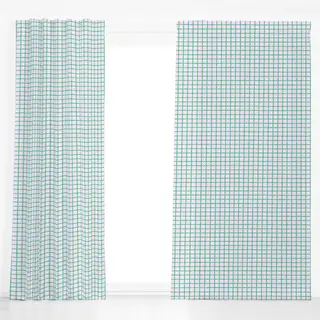 Dekovorhang Karo Grid Lila & Grün