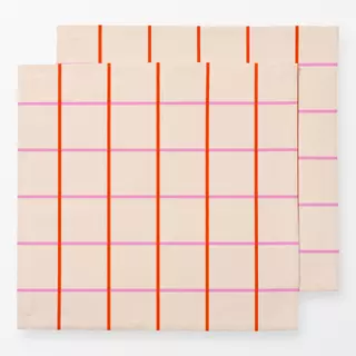 Servietten Grid Rot & Pink