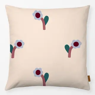 Kissen Muster Blume Bordeaux Hellblau