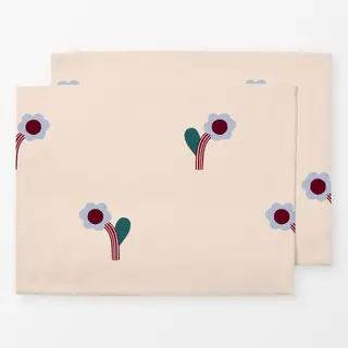 Tischset Muster Blume Bordeaux Hellblau