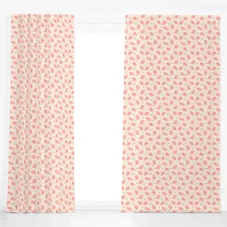 Dekovorhang Muster Blätter Rosa & Rot