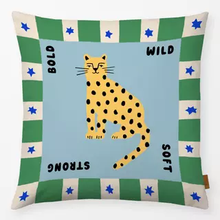 Kissen Leopard & Typo Blau
