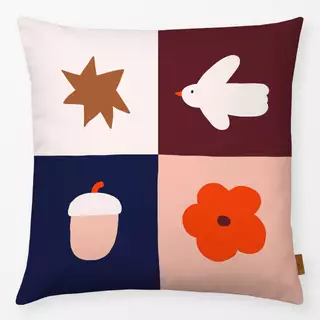 Kissen Patchwork Vogel & Blume