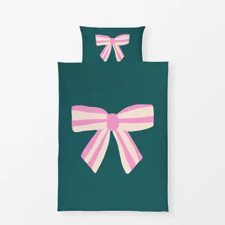 Bettwäsche Schleife gestreift Pink & Grün