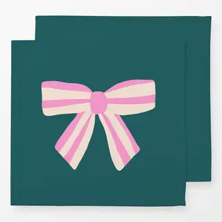 Servietten Schleife gestreift Pink & Grün