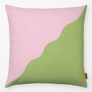 Kissen Colour Block Wave Rosa Grün