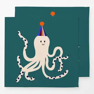 Servietten Oktopus mit Partyhut