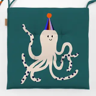 Sitzkissen Oktopus mit Partyhut