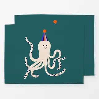 Tischset Oktopus mit Partyhut
