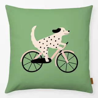 Kissen Hund mit Fahrrad