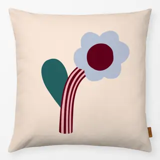 Kissen Blume Herbst Bordeaux Hellblau