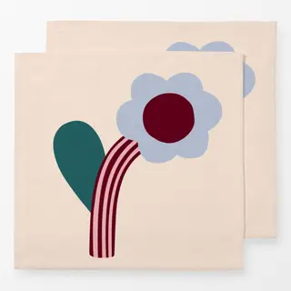 Servietten Blume Herbst Bordeaux Hellblau