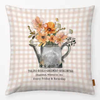 Kissen Vichy Milchkanne Blumen