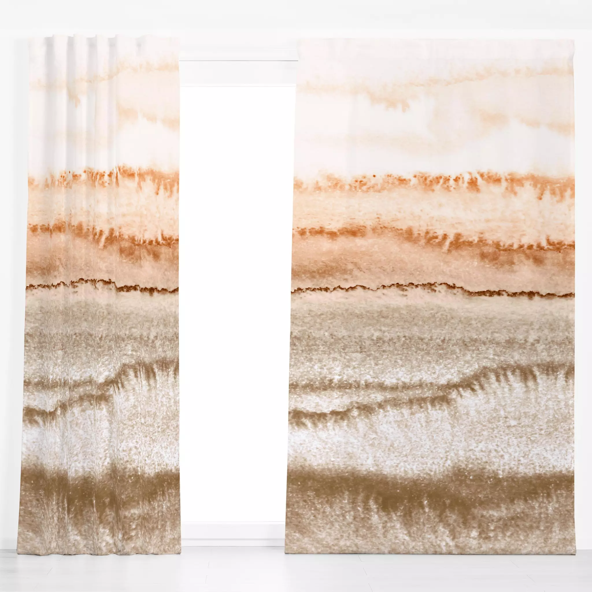 Dekovorhang Farbverlauf Orange Beige - Natur & Landschaft, Sommer, Symbole & Muster - von „Monika Strigel"; Wasserfarben, Me...