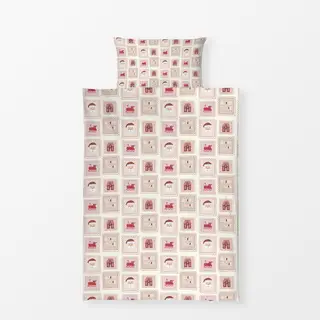 Bettwäsche X-Mas Briefmarken Doodle Beige Muster