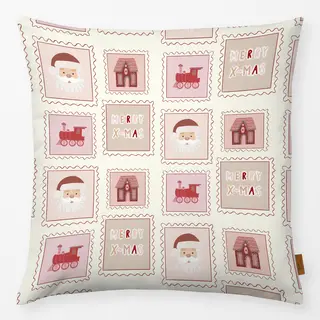 Kissen X-Mas Briefmarken Doodle Beige Muster