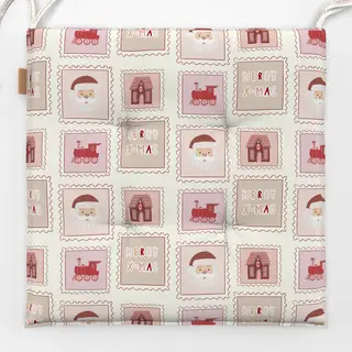 Sitzkissen X-Mas Briefmarken Doodle Beige Muster