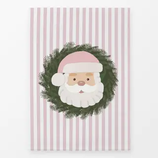 Geschirrtücher Happy Santa auf Rosa Streifen