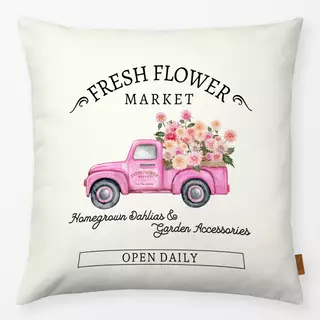 Kissen Blumen Laster Pink Dahlien