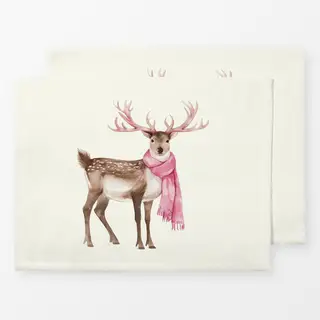 Tischset Hirsch mit Schal Creme