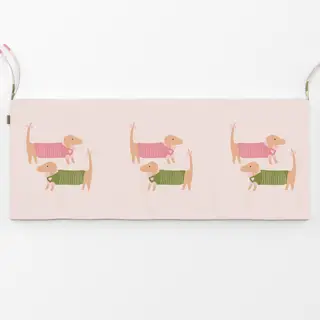Bankauflage Dackel Pärchen Rosa Grün auf Rosa