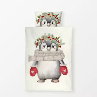 Bettwäsche Holly Jolly  Pinguin creme