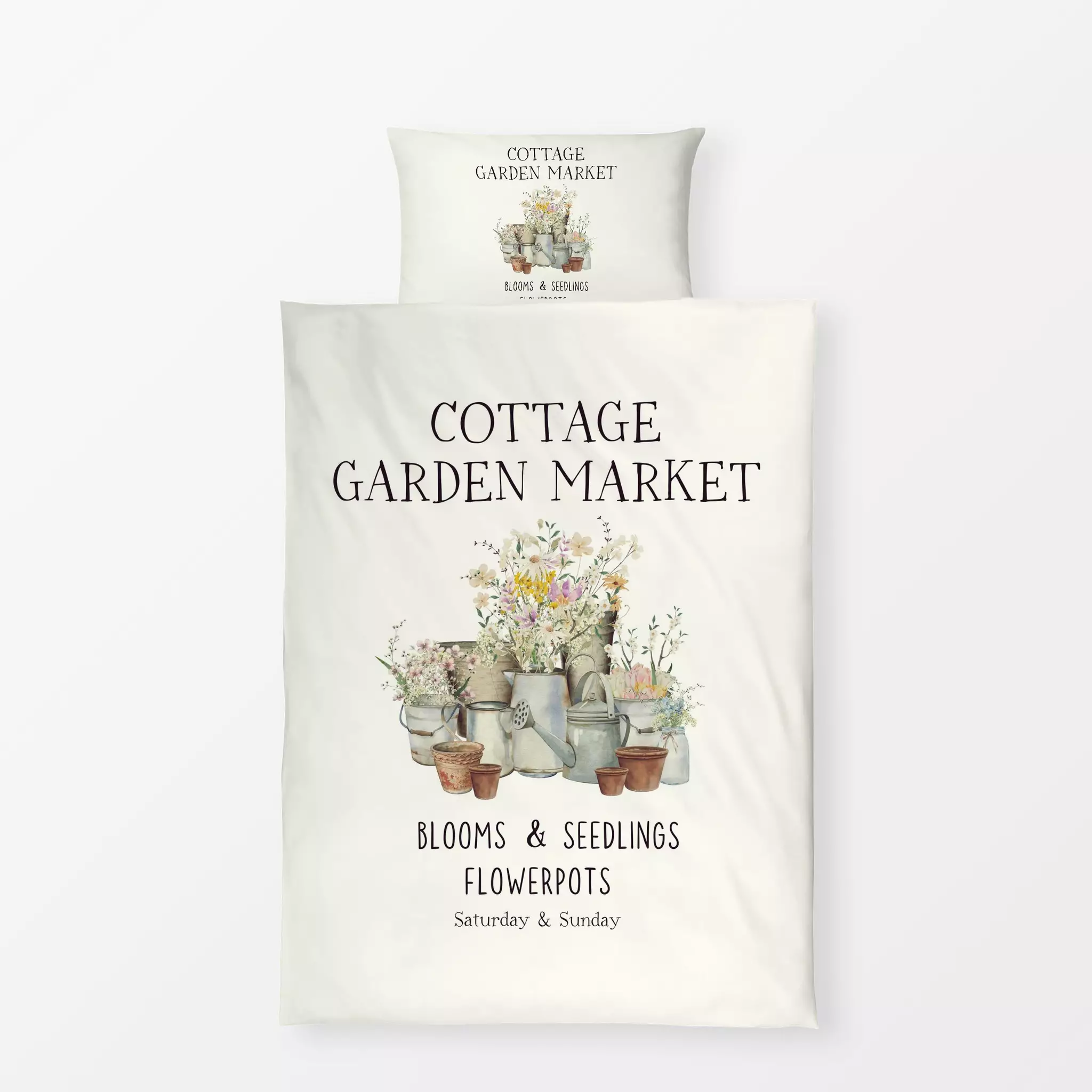 Bettwäsche Cottage Garten Englisch - Blumen & Florales, Sommer, Sprüche & Schriftzüge - von „Monika Strigel"; Trockenblumen,...